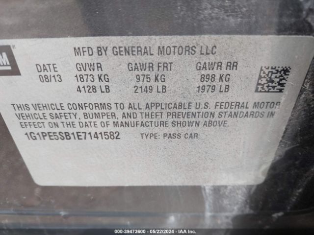 1G1PE5SB1E7141582 Chevrolet Cruze 2lt Auto