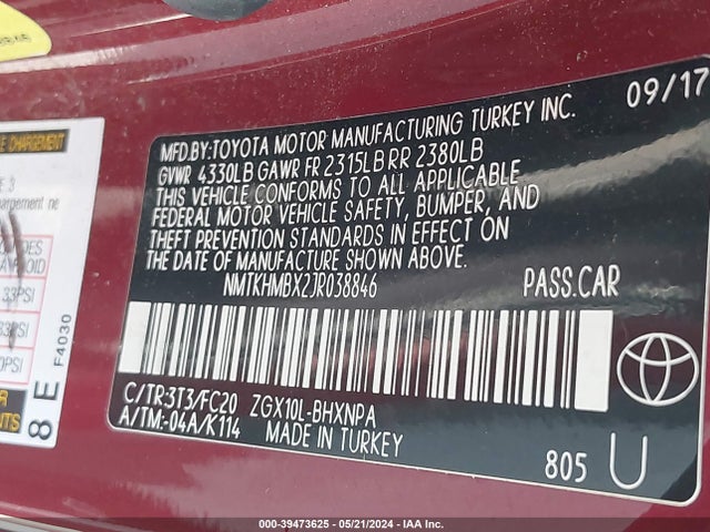 Toyota C-HR XLE 2018 NMTKHMBX2JR038846 Image 9