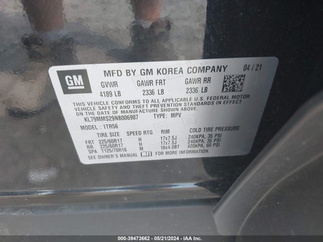 Chevrolet Trailblazer Fwd Ls 2022 KL79MMS29NB006907 Image 9