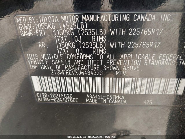 Toyota Rav4 Xle 2018 2T3WFREVXJW484323 Image 9