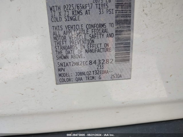 Nissan ROGUE SV 2014 5N1AT2MK2EC843282 Image 9