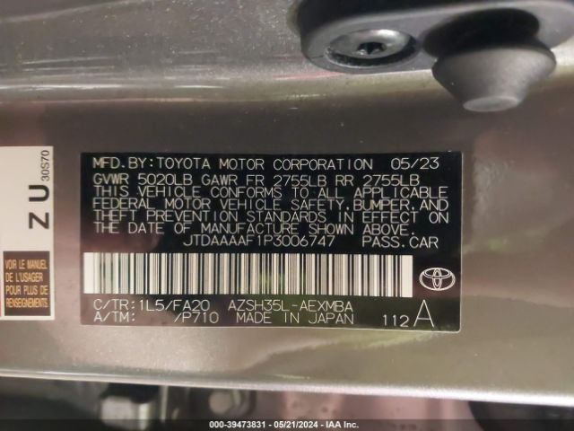 JTDAAAAF1P3006747 Toyota Crown Xle