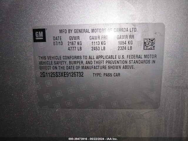 Chevrolet Impala 2lt 2014 2G1125S3XE9126732 Image 9