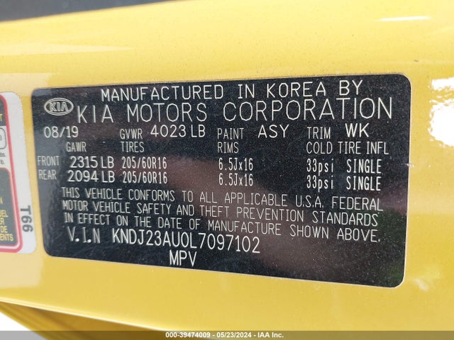 KIA SOUL LX 2020 KNDJ23AU0L7097102 Image 9