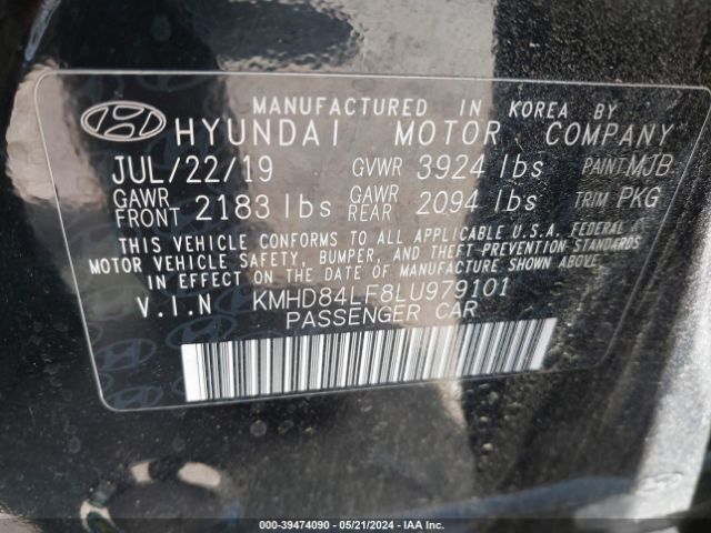 KMHD84LF8LU979101 Hyundai ELANTRA SEL