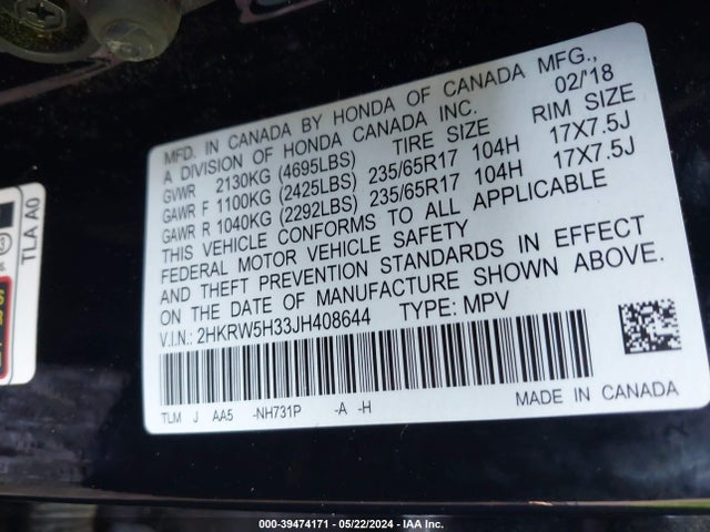 Honda CR-V LX 2018 2HKRW5H33JH408644 Image 9