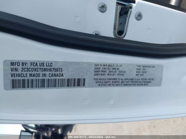 2C3CDXCT5MH675073 Dodge Charger R/t Rwd