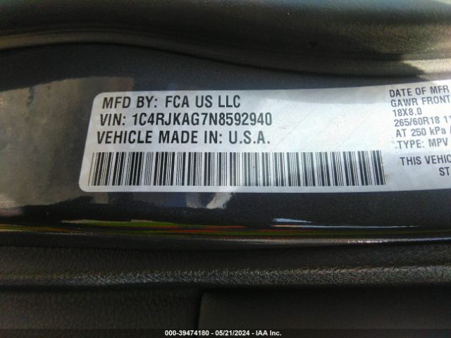 1C4RJKAG7N8592940 Jeep Grand Cherokee L Laredo 4x4