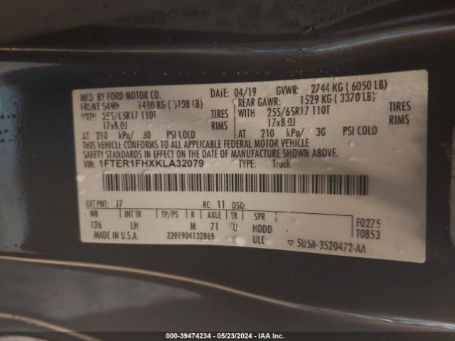 1FTER1FHXKLA32079 Ford Ranger Xlt