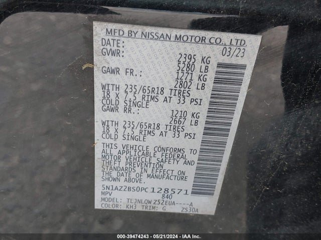 Nissan Murano Sv Intelligent Awd 2023 5N1AZ2BS0PC128571 Image 9