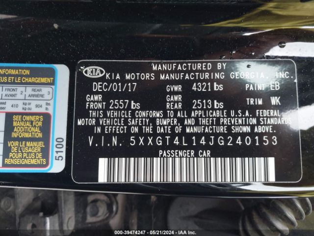 5XXGT4L14JG240153 KIA Optima Lx Turbo