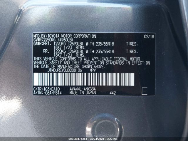 JTMDJREV0JD208106 Toyota Rav4 Hybrid Limited