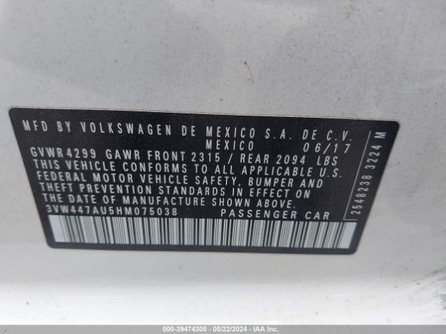 3VW447AU5HM075038 Volkswagen Golf Gti Autobahn 4-door/s 4-door/se 4-door/sport 4-door