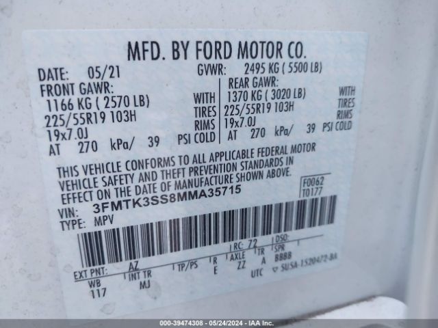 3FMTK3SS8MMA35715 Ford Mustang Mach-e Premium