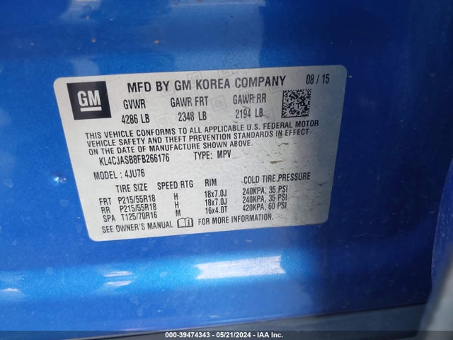 Buick Encore 2015 KL4CJASB8FB266176 Image 9