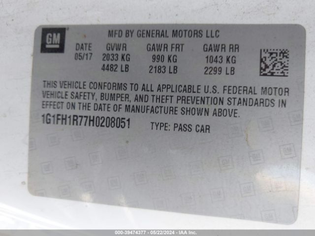 1G1FH1R77H0208051 Chevrolet CAMARO 2SS