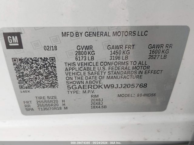5GAERDKW9JJ205768 Buick Enclave Avenir