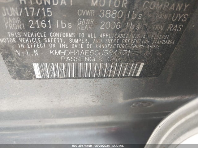 Hyundai ELANTRA SE 2016 KMHDH4AE5GU584471 Image 9