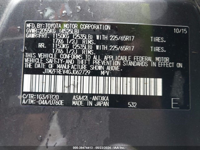 Toyota RAV4 LE 2016 JTMZFREV4GJ062729 Image 9