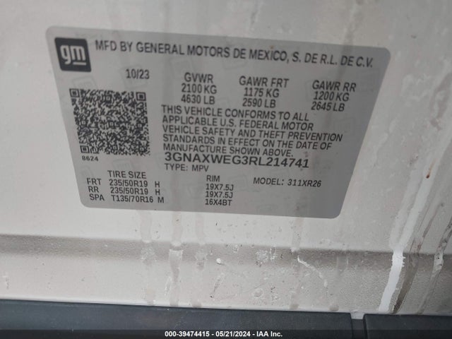 Chevrolet Equinox Awd Rs 2024 3GNAXWEG3RL214741 Image 9