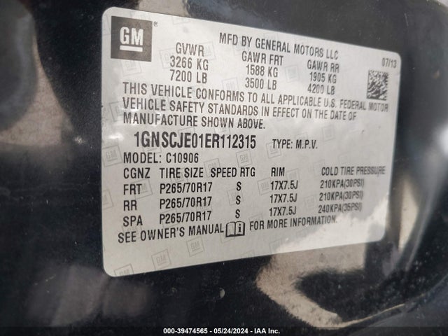 Chevrolet Suburban 1500 Lt 2014 1GNSCJE01ER112315 Image 9