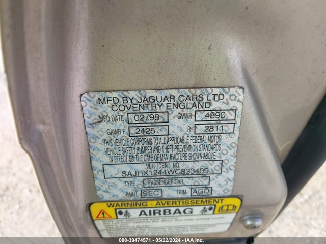 1998 JAGUAR XJ8 SAJHX1244WC833409 Photo 8