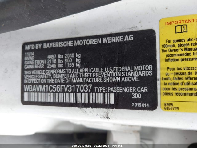 WBAVM1C56FV317037 BMW X1 Sdrive28i