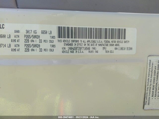 Aukcja sprzedaży 2009 Chrysler Aspen Limited, vin: 1A8HW58T29F710548, numer aukcji: 39474651