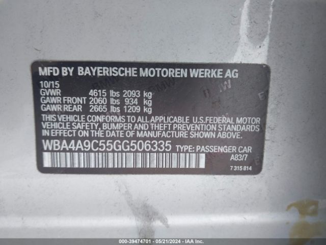 WBA4A9C55GG506335 BMW 428i Gran Coupe