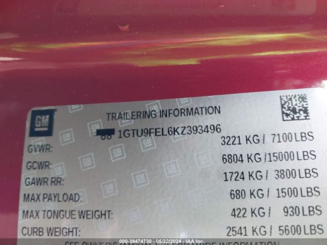 1GTU9FEL6KZ393496 GMC Sierra 1500 Denali