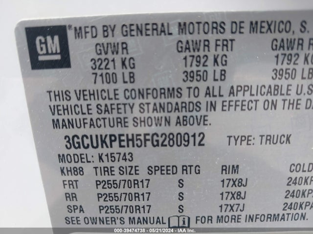 Chevrolet Silverado 1500 Wt 2015 3GCUKPEH5FG280912 Image 9