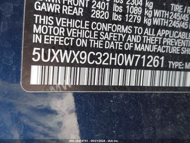 5UXWX9C32H0W71261 BMW X3 Xdrive28i
