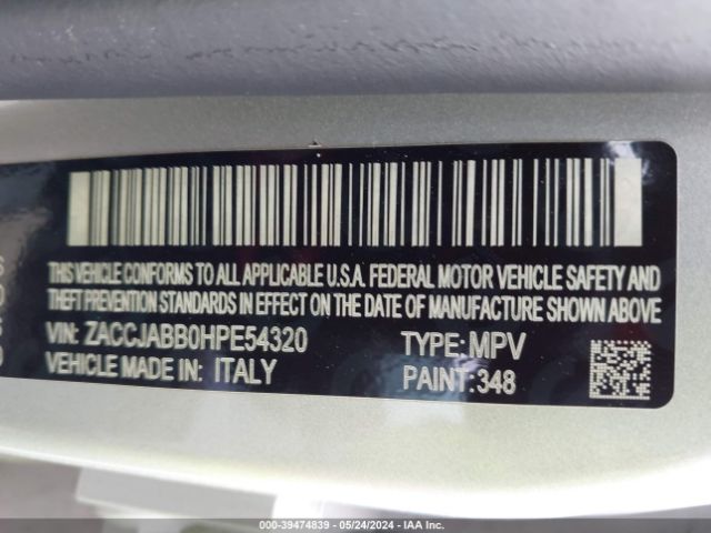 ZACCJABB0HPE54320 Jeep Renegade Latitude Fwd