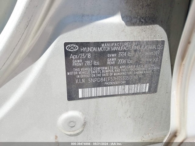 Hyundai ELANTRA SEL 2018 5NPD84LF5JH353050 Image 9