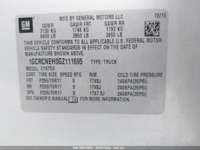 1GCRCNEH0GZ111695 Chevrolet Silverado 1500 Ls