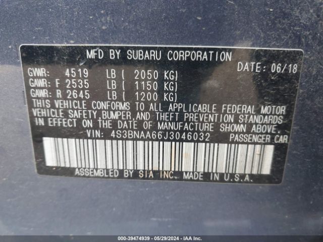 4S3BNAA66J3046032 Subaru Legacy 2.5i