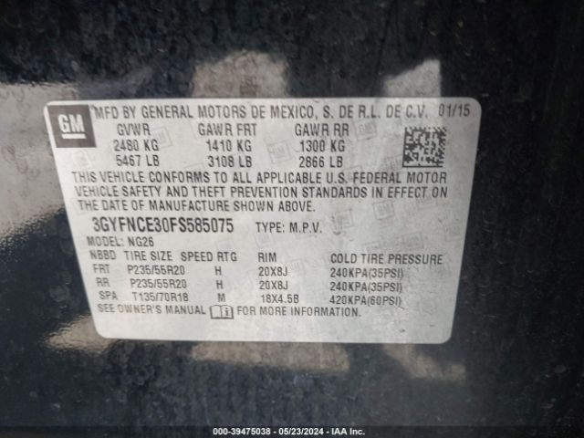 3GYFNCE30FS585075 Cadillac Srx Performance Collection