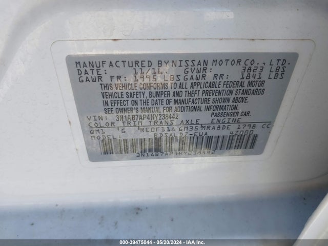 Nissan SENTRA SV 2017 3N1AB7AP4HY238442 Image 9