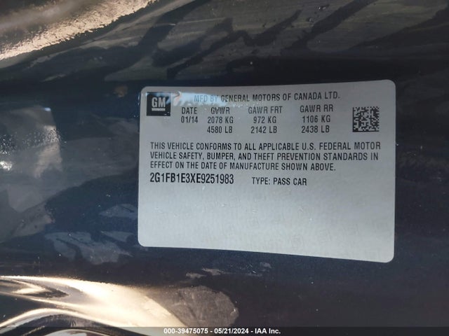Chevrolet Camaro 1lt 2014 2G1FB1E3XE9251983 Image 9