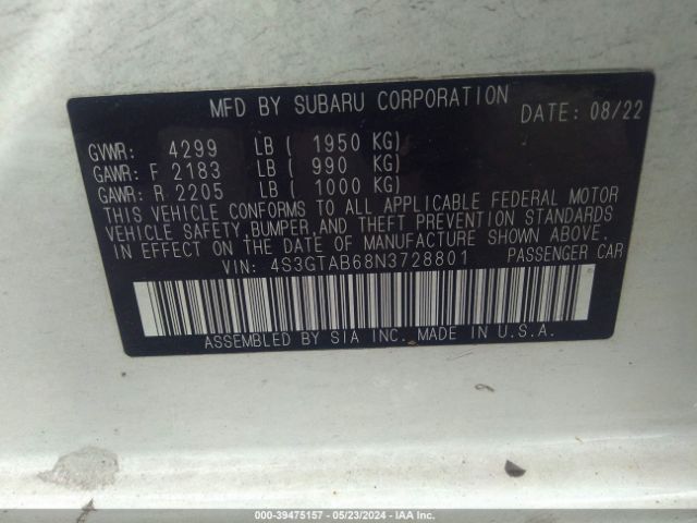 4S3GTAB68N3728801 Subaru Impreza Base 5-door