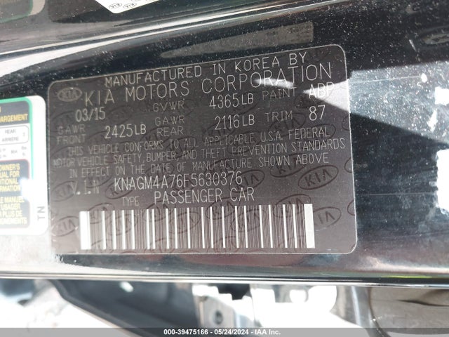 KIA Optima Lx 2015 KNAGM4A76F5630376 Image 9