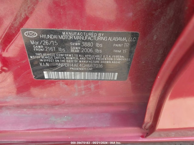 Hyundai ELANTRA SE 2016 5NPDH4AE4GH667016 Image 9