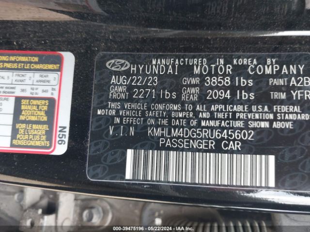 KMHLM4DG5RU645602 Hyundai ELANTRA SEL