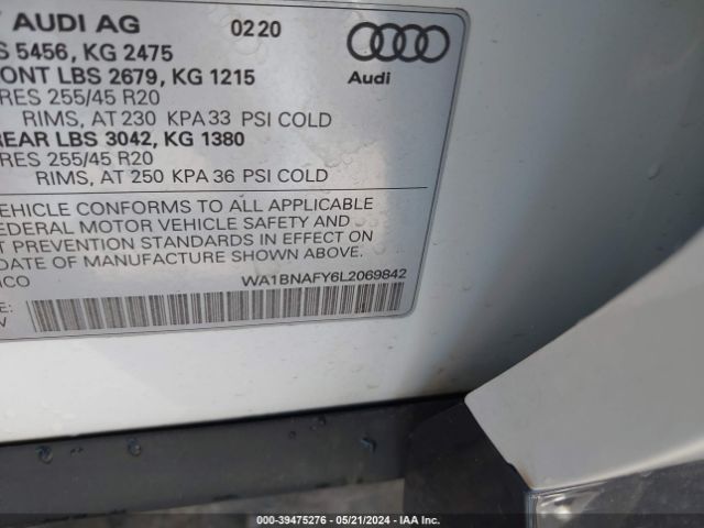 WA1BNAFY6L2069842 Audi Q5 Premium Plus 45 Tfsi Quattro S Tronic