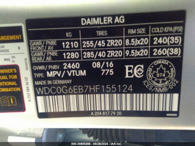 WDC0G6EB7HF155124 Mercedes-Benz Amg Glc 43 4matic