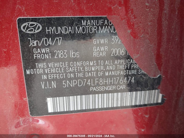 Hyundai ELANTRA SE 2017 5NPD74LF8HH176474 Image 9