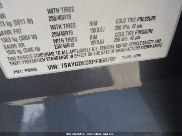 7SAYGDED2PF958797 Tesla Model Y Rwd