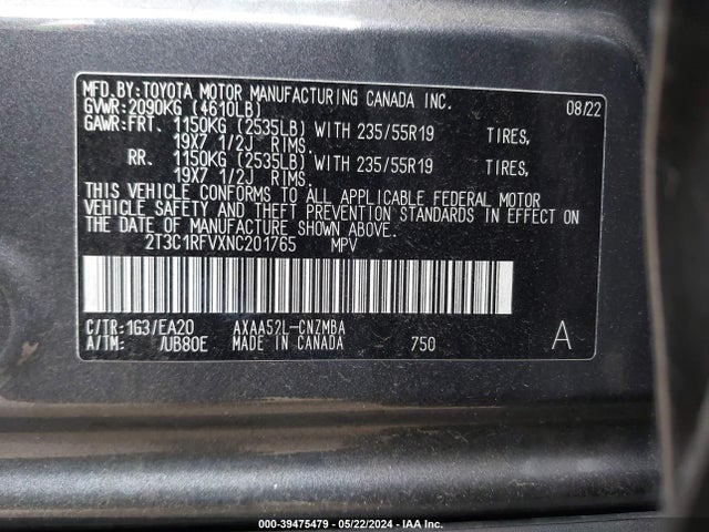 Toyota Rav4 Xle Premium 2022 2T3C1RFVXNC201765 Image 9
