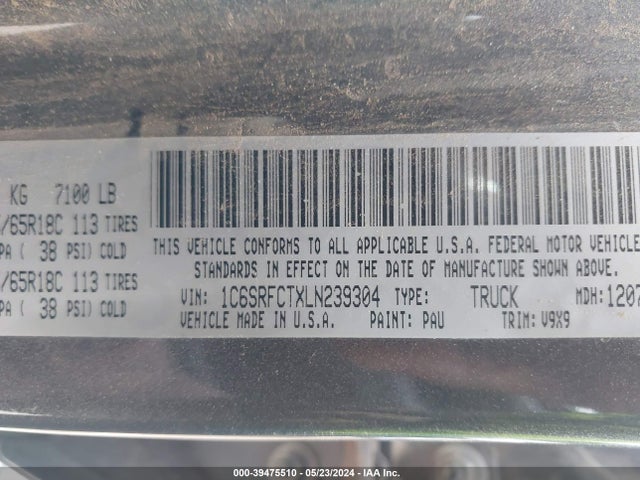 1C6SRFCTXLN239304 RAM 1500 Tradesman Quad Cab 4x4 6'4 Box