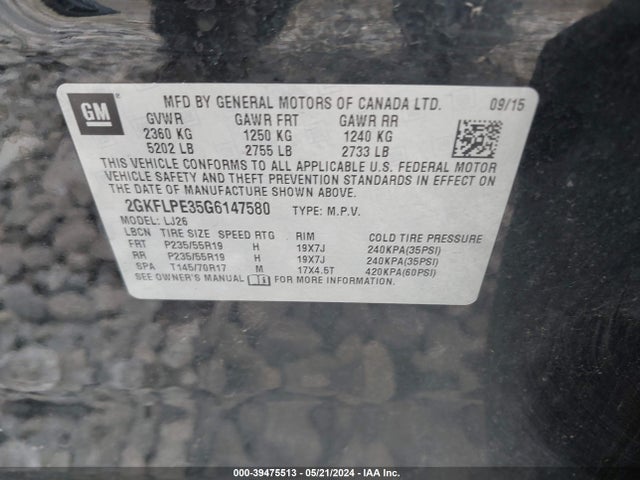 2GKFLPE35G6147580 GMC Terrain Slt